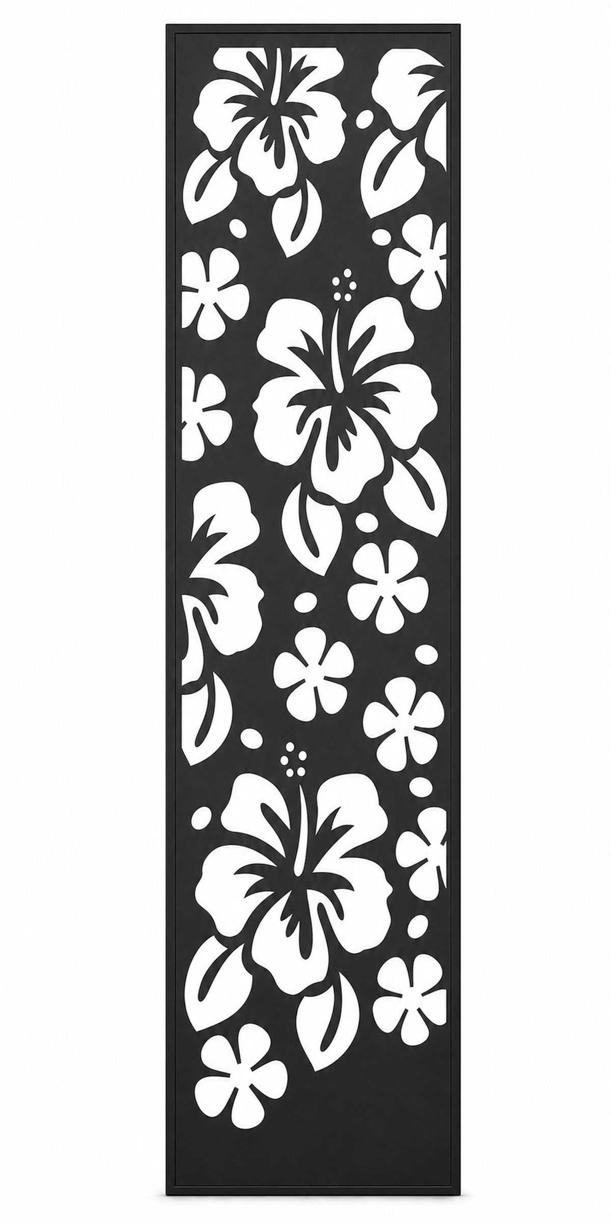 Design 042 Hibiscus Flowers Laser Cut Metal Privacy Screen Panel front main view