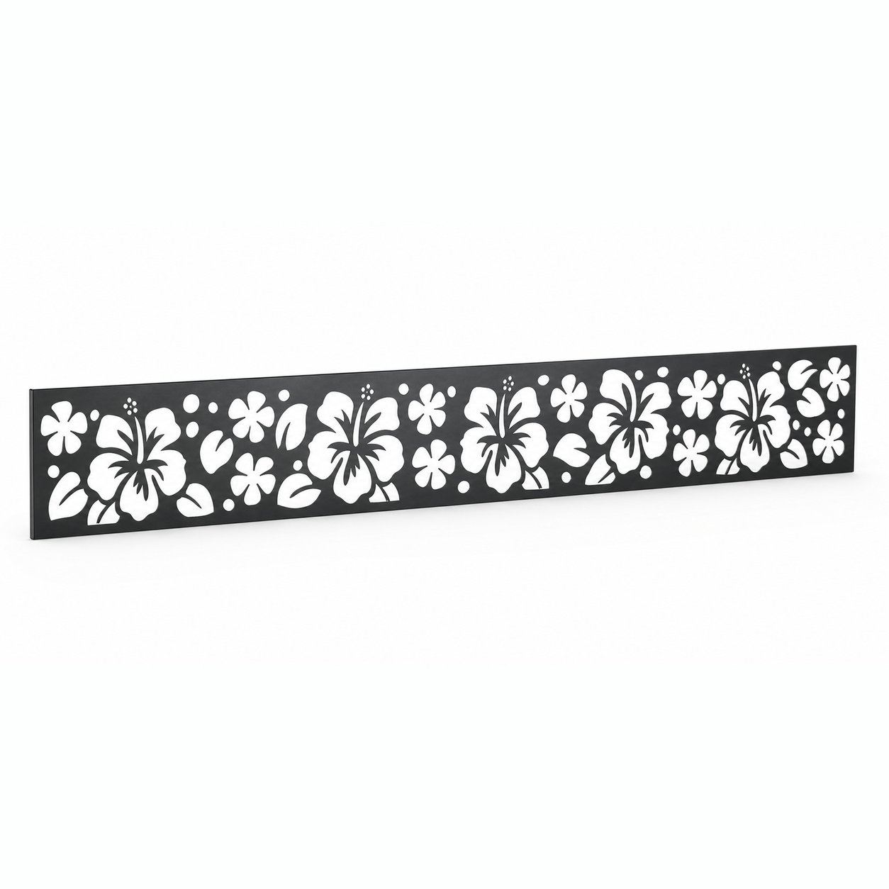 Mini Daisy Rail laser cut metal fence topper insert perspective view, Design 042