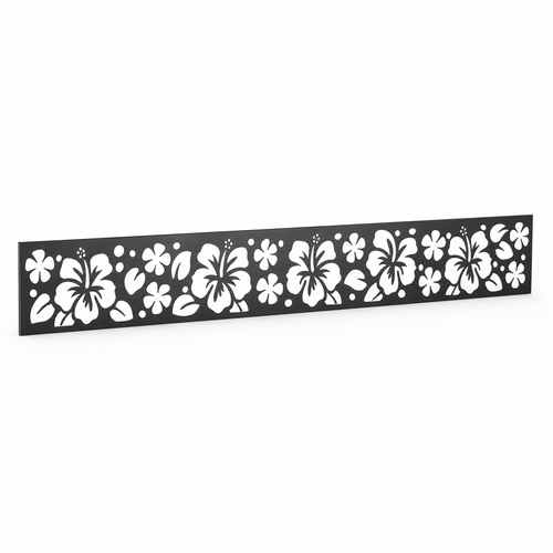 Mini Daisy Rail laser cut metal fence topper insert perspective view, Design 042