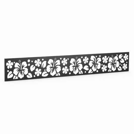 Mini Daisy Rail laser cut metal fence topper insert perspective view, Design 042