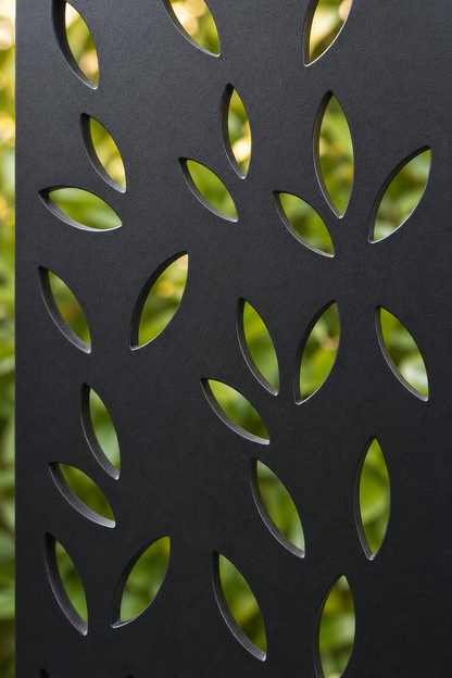 Design 043 Falling Leaves Laser Cut Metal Privacy Screen Panel close-up detail view