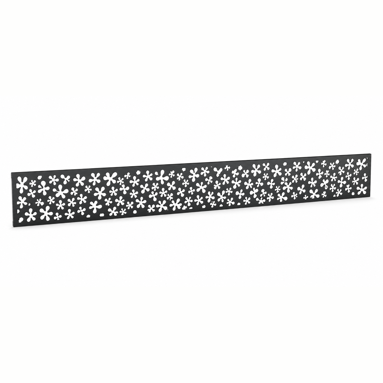 Pebble Dot Mesh laser cut metal fence topper insert perspective view, Design 046