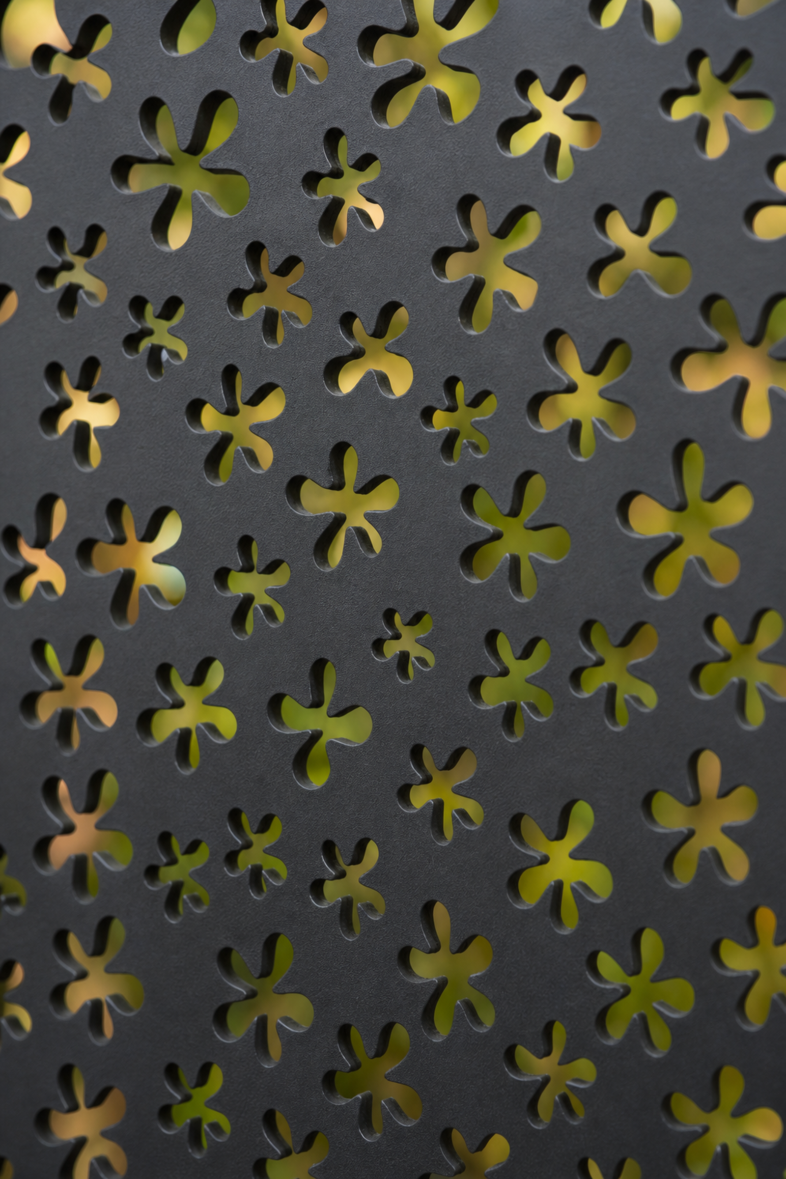 Design 046 Tiny Blossom Field Laser Cut Metal Privacy Screen Panel close-up detail view