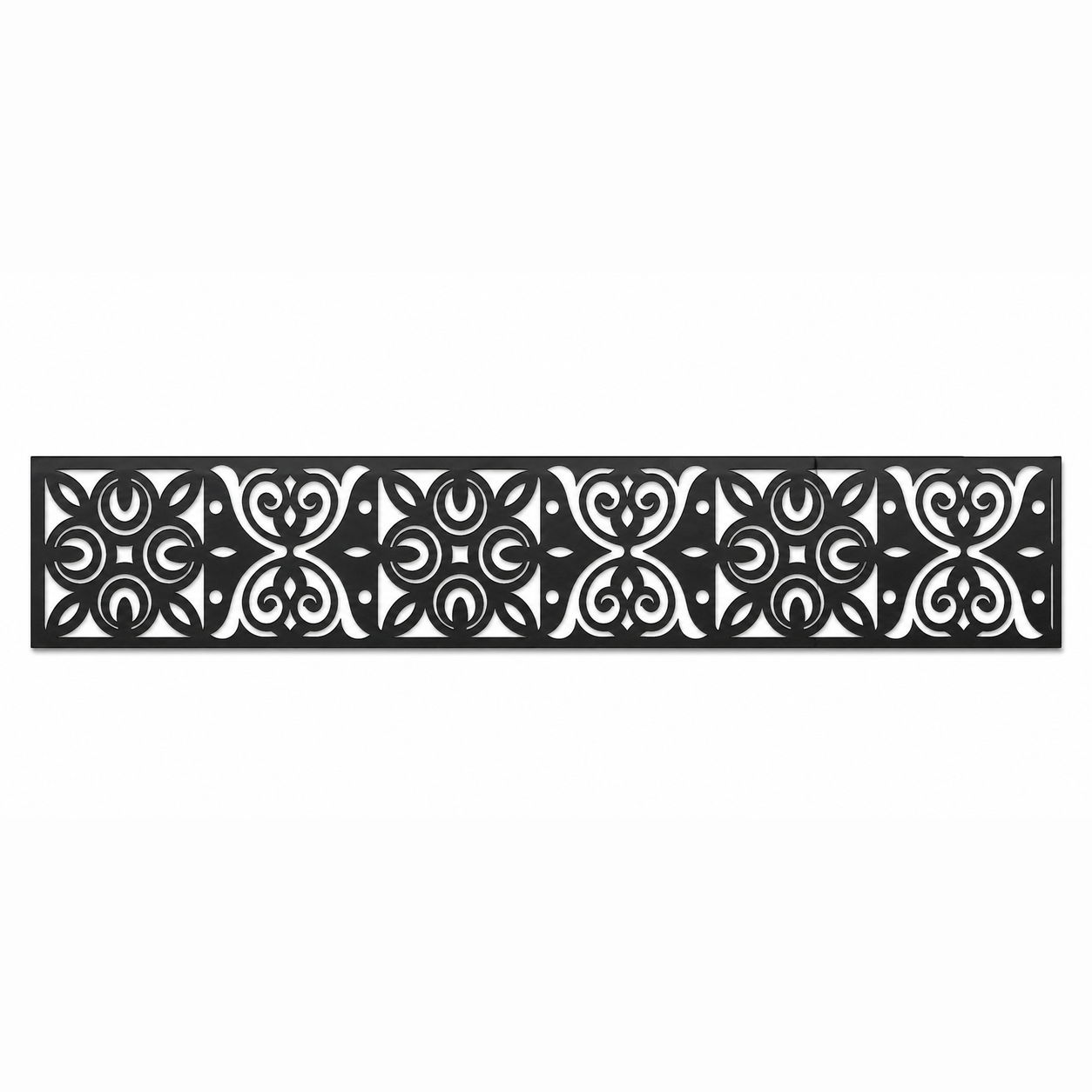 Ornate Leaf Scroll decorative metal fence topper front pattern for WPC composite fencing, Design 047