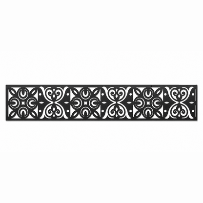 Ornate Leaf Scroll decorative metal fence topper front pattern for WPC composite fencing, Design 047