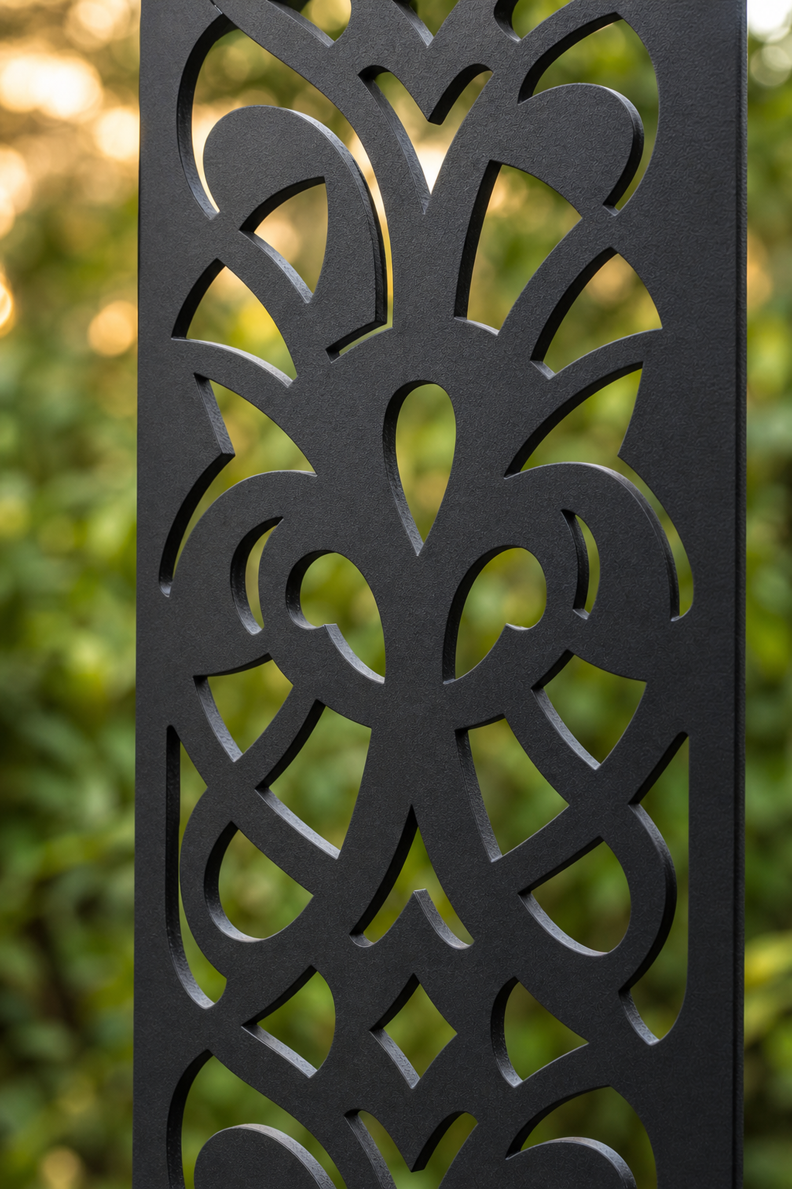 Design 049 Petal Chain Laser Cut Metal Privacy Screen Panel close-up detail view