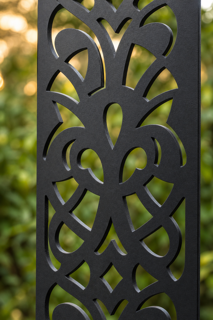 Design 049 Petal Chain Laser Cut Metal Privacy Screen Panel close-up detail view
