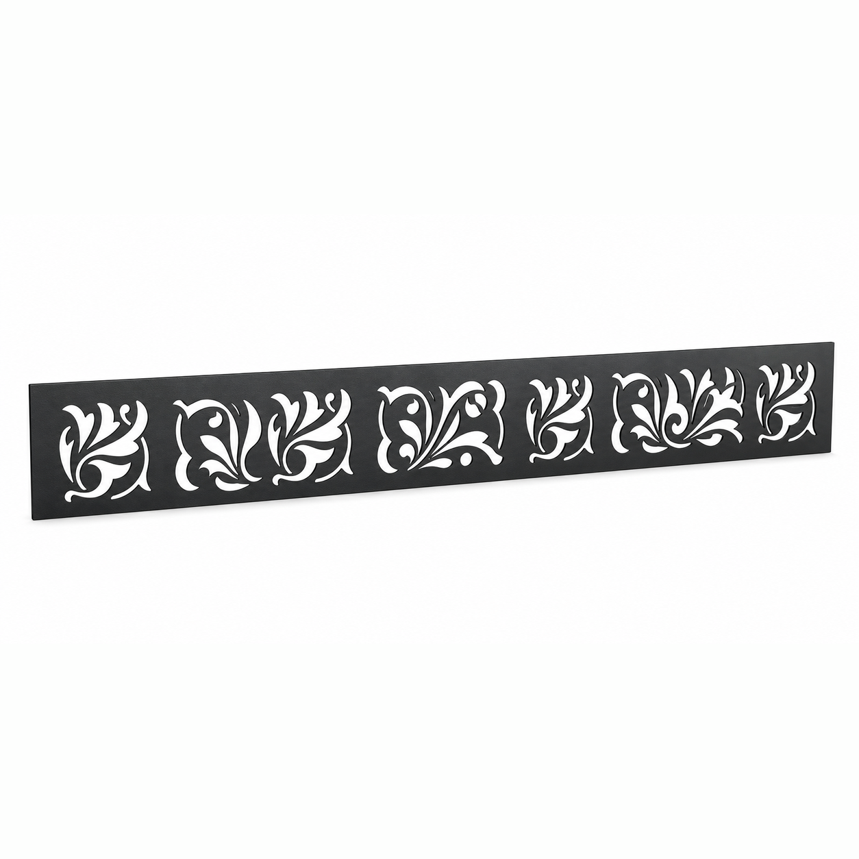 Arrow Leaf Border laser cut metal fence topper insert perspective view, Design 050
