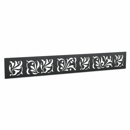 Arrow Leaf Border laser cut metal fence topper insert perspective view, Design 050
