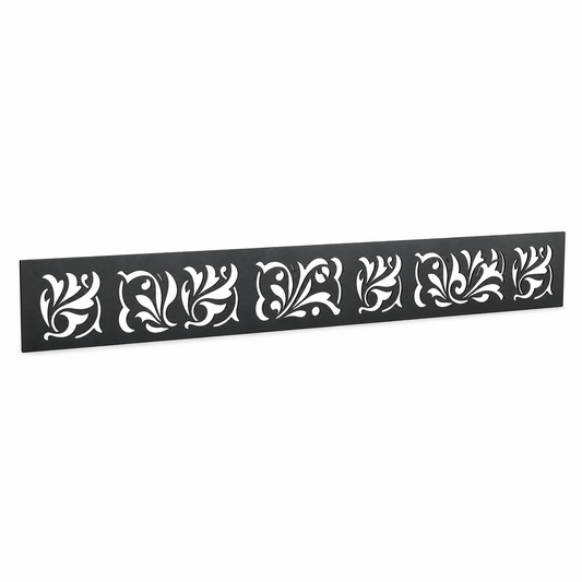 Arrow Leaf Border laser cut metal fence topper insert perspective view, Design 050