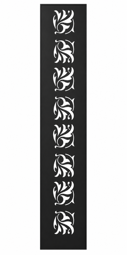 Design 050 Repeating Leaf Fan Laser Cut Metal Privacy Screen Panel front main view