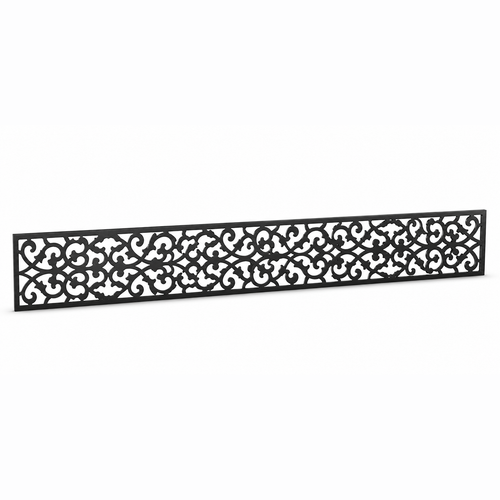 Lace Scrollwork laser cut metal fence topper insert perspective view, Design 051