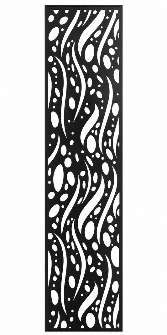 Design 052 River Pebble Waves Laser Cut Metal Privacy Screen Panel front main view
