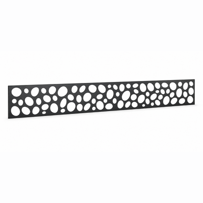 Round Pebble Lattice laser cut metal fence topper insert perspective view, Design 053