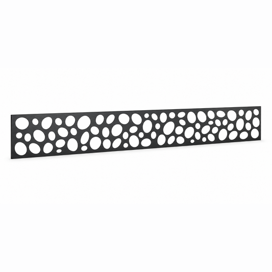 Round Pebble Lattice laser cut metal fence topper insert perspective view, Design 053