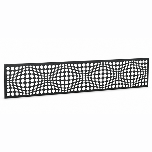 Micro Rectangle Mesh laser cut metal fence topper insert perspective view, Design 054