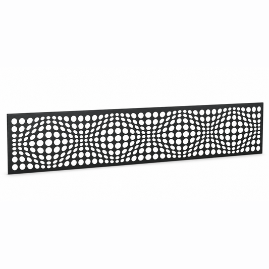 Micro Rectangle Mesh laser cut metal fence topper insert perspective view, Design 054
