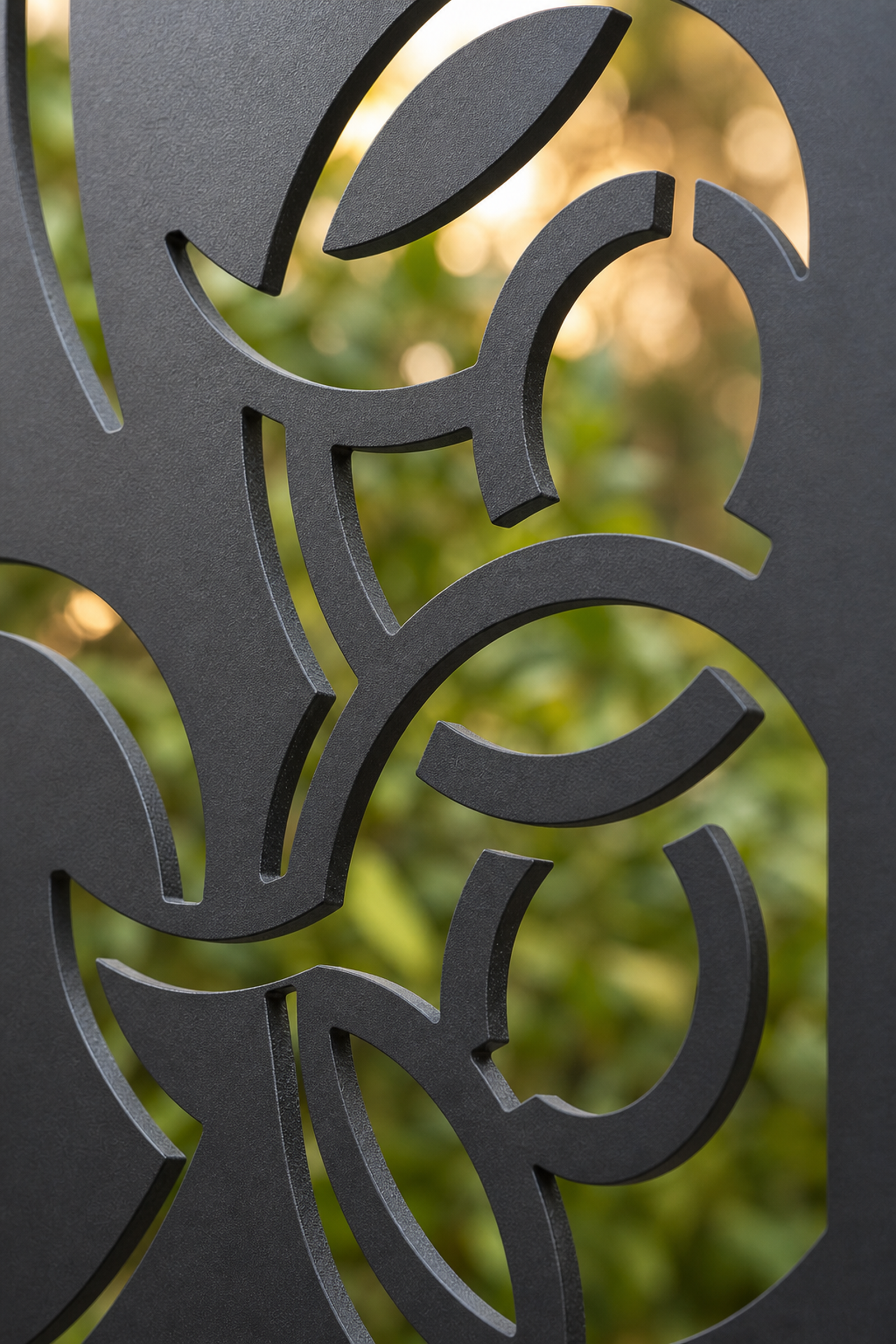Design 055 Large Abstract Loops Laser Cut Metal Privacy Screen Panel close-up detail view