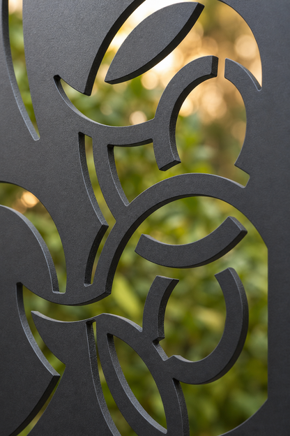 Design 055 Large Abstract Loops Laser Cut Metal Privacy Screen Panel close-up detail view