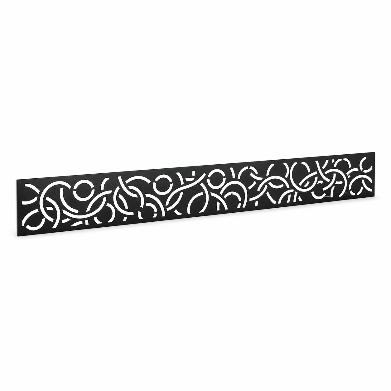 Lotus Scroll Border laser cut metal fence topper insert perspective view, Design 055