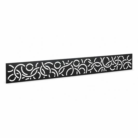 Lotus Scroll Border laser cut metal fence topper insert perspective view, Design 055