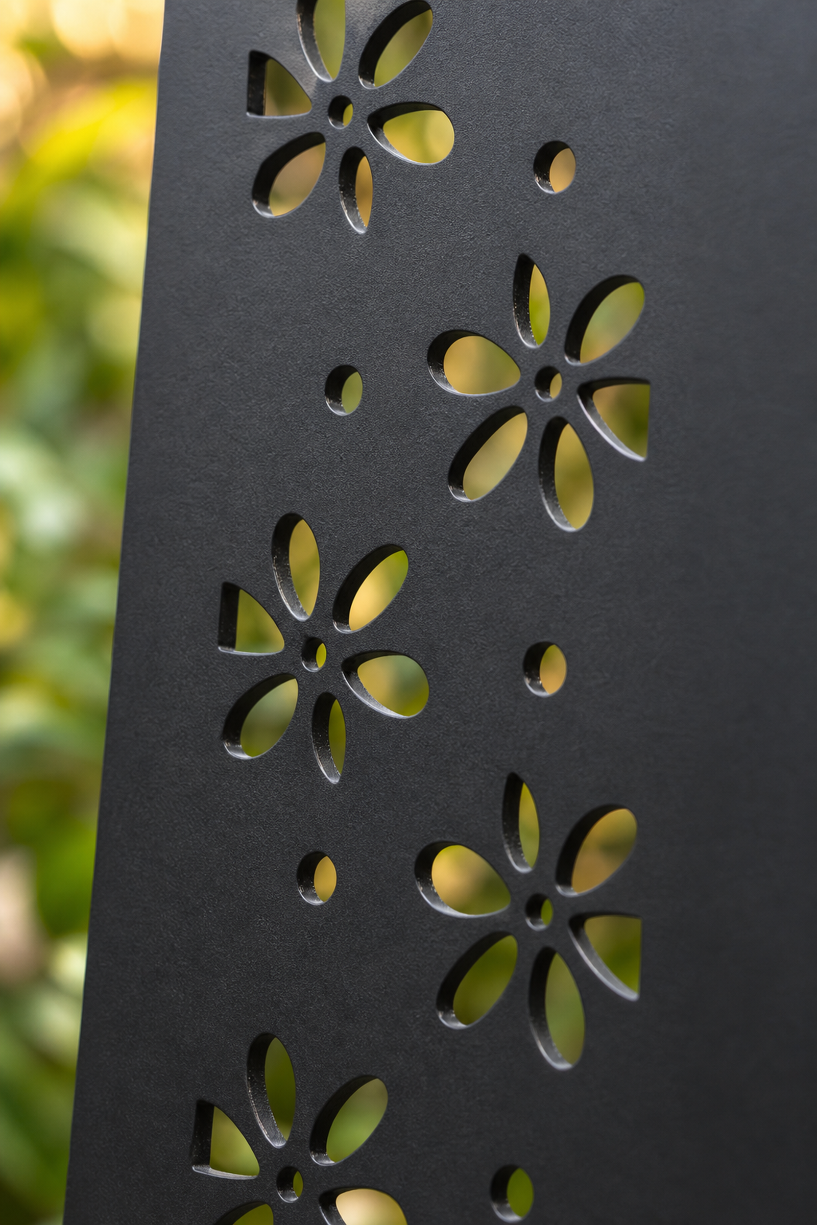 Design 056 Daisy Dot Laser Cut Metal Privacy Screen Panel close-up detail view