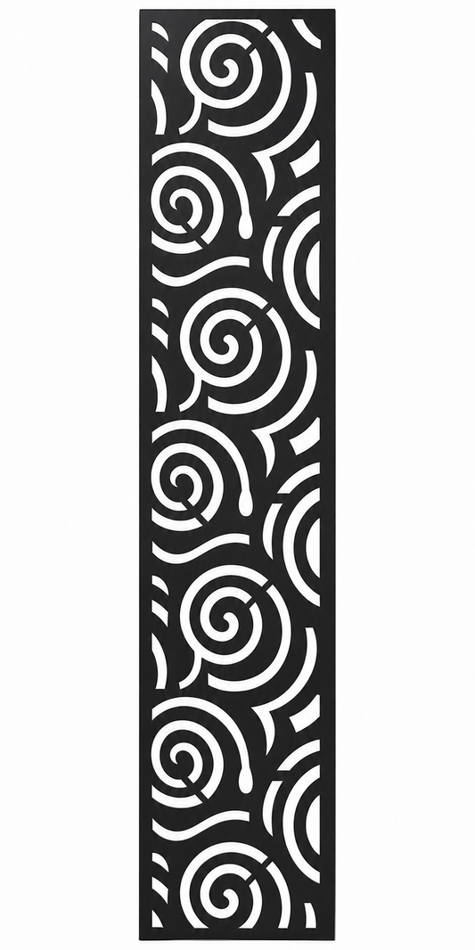 Design 057 Spiral Circles Laser Cut Metal Privacy Screen Panel front main view