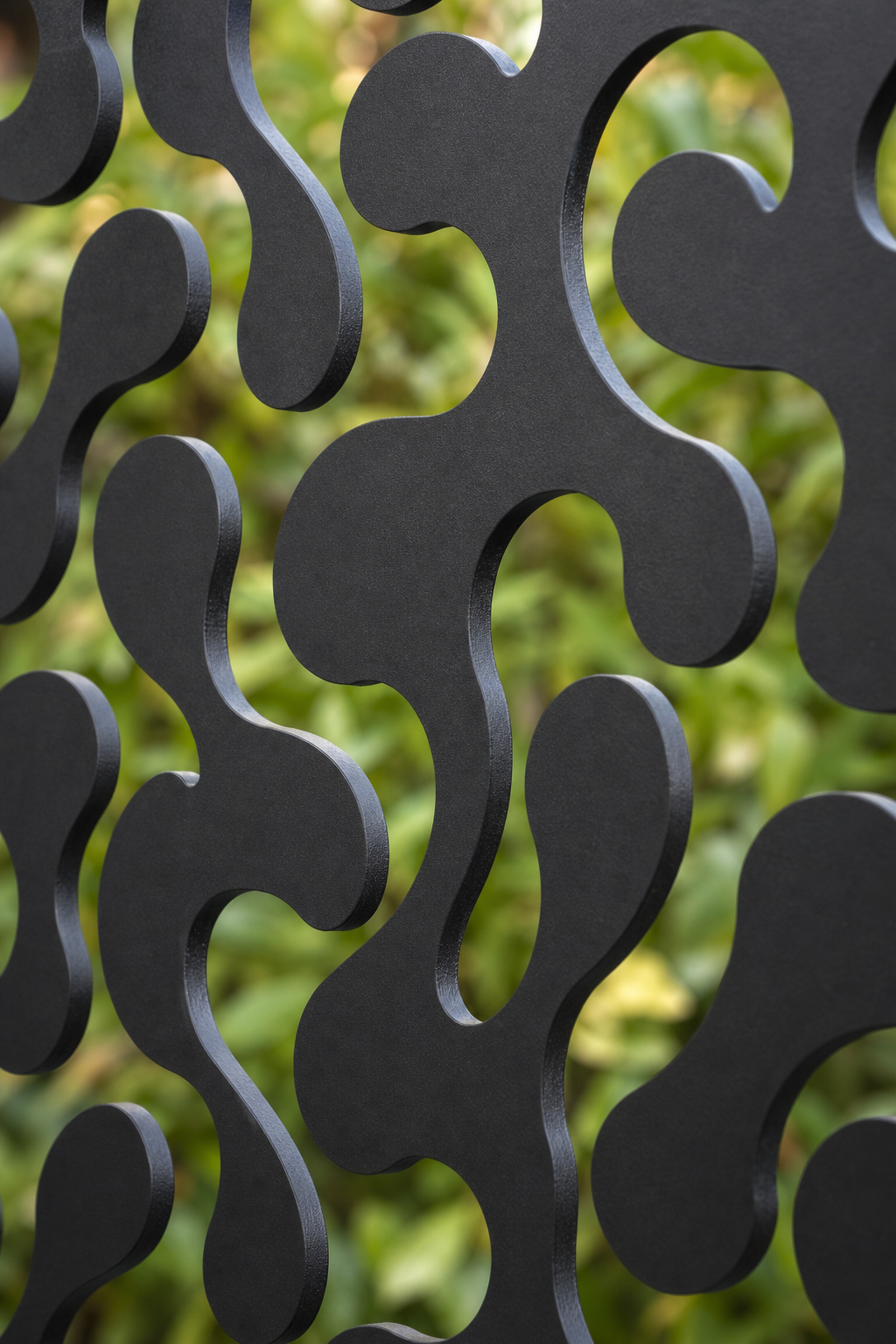 Design 058 Small Wavy Mesh Laser Cut Metal Privacy Screen Panel close-up detail view