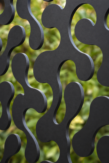 Design 058 Small Wavy Mesh Laser Cut Metal Privacy Screen Panel close-up detail view