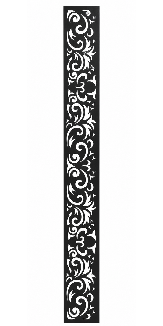 Design 059 Slim Vine Scroll Laser Cut Metal Privacy Screen Panel front main view