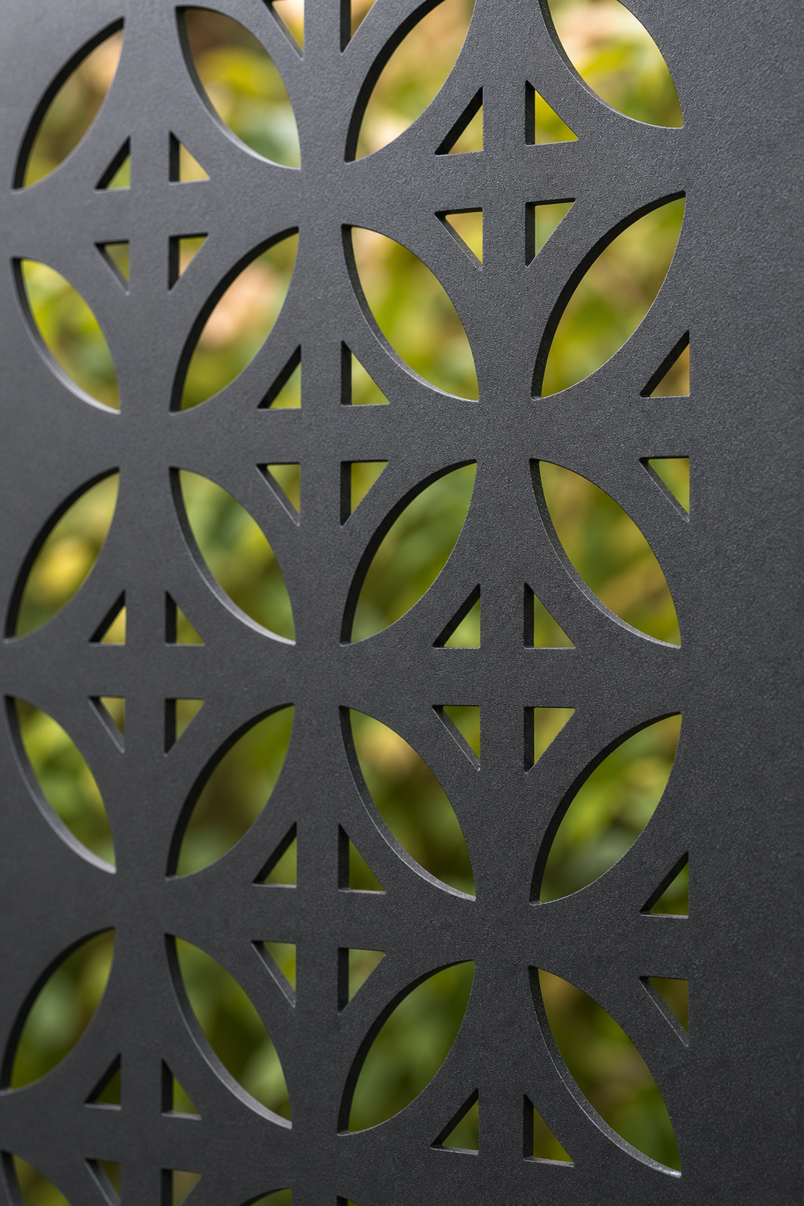 Design 060 Triangle Star Grid Laser Cut Metal Privacy Screen Panel close-up detail view