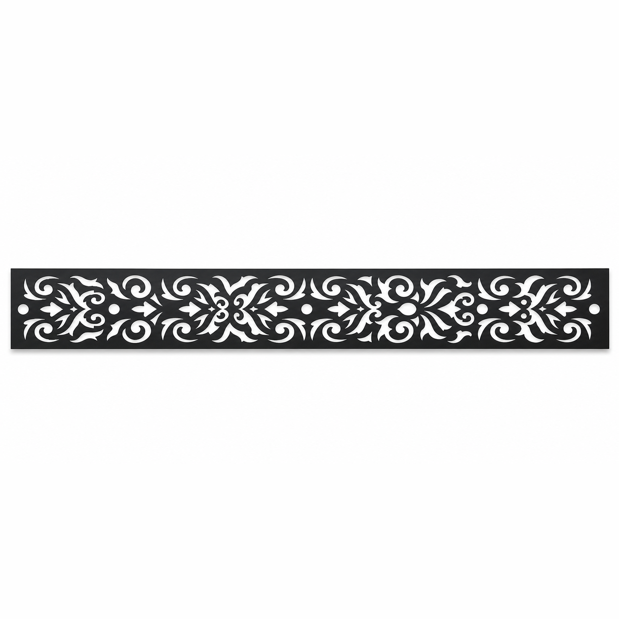 Floral Sunburst Scroll decorative metal fence topper front pattern for WPC composite fencing, Design 061