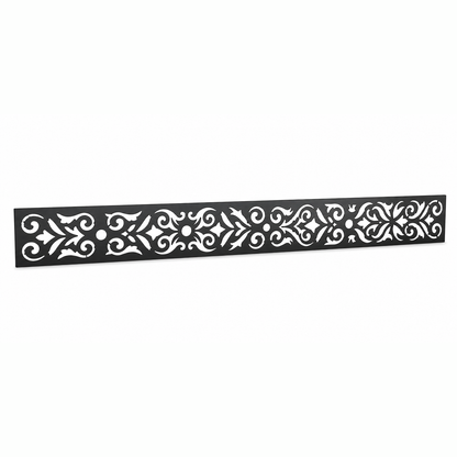 Floral Sunburst Scroll laser cut metal fence topper insert perspective view, Design 061