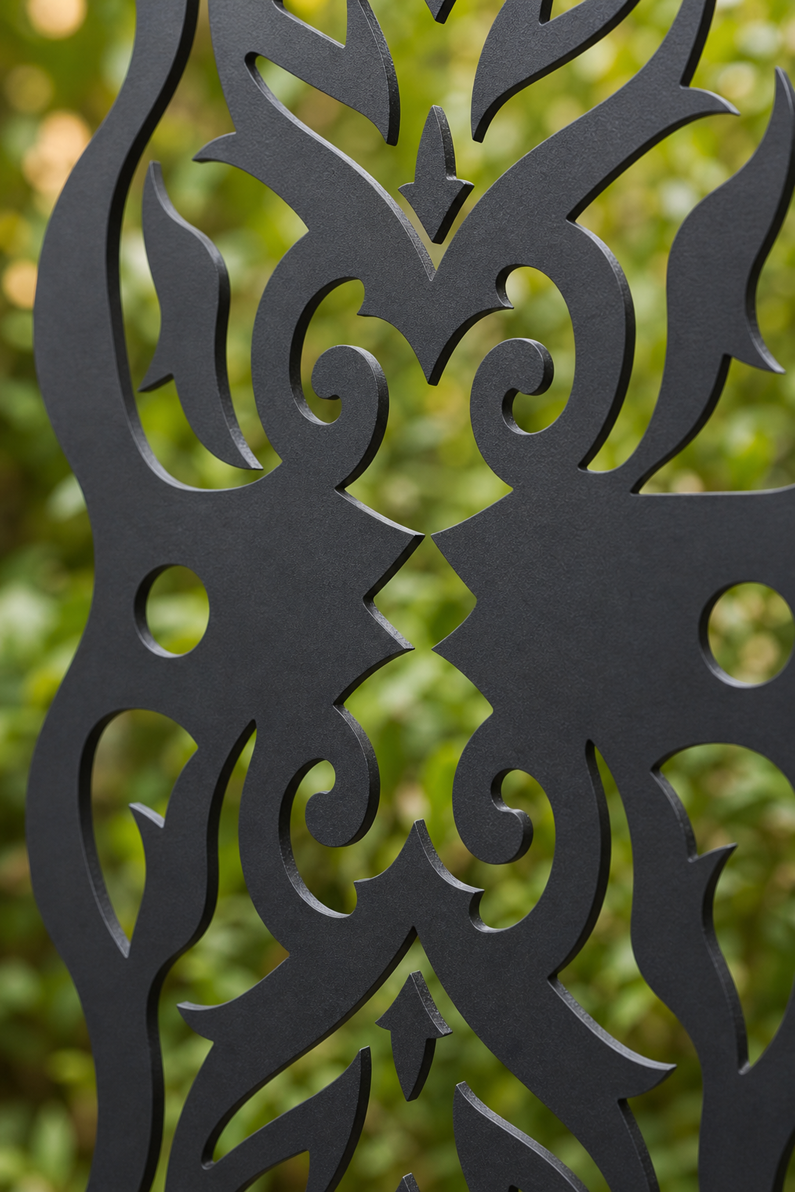 Design 061 Slim Damask Vine Laser Cut Metal Privacy Screen Panel close-up detail view