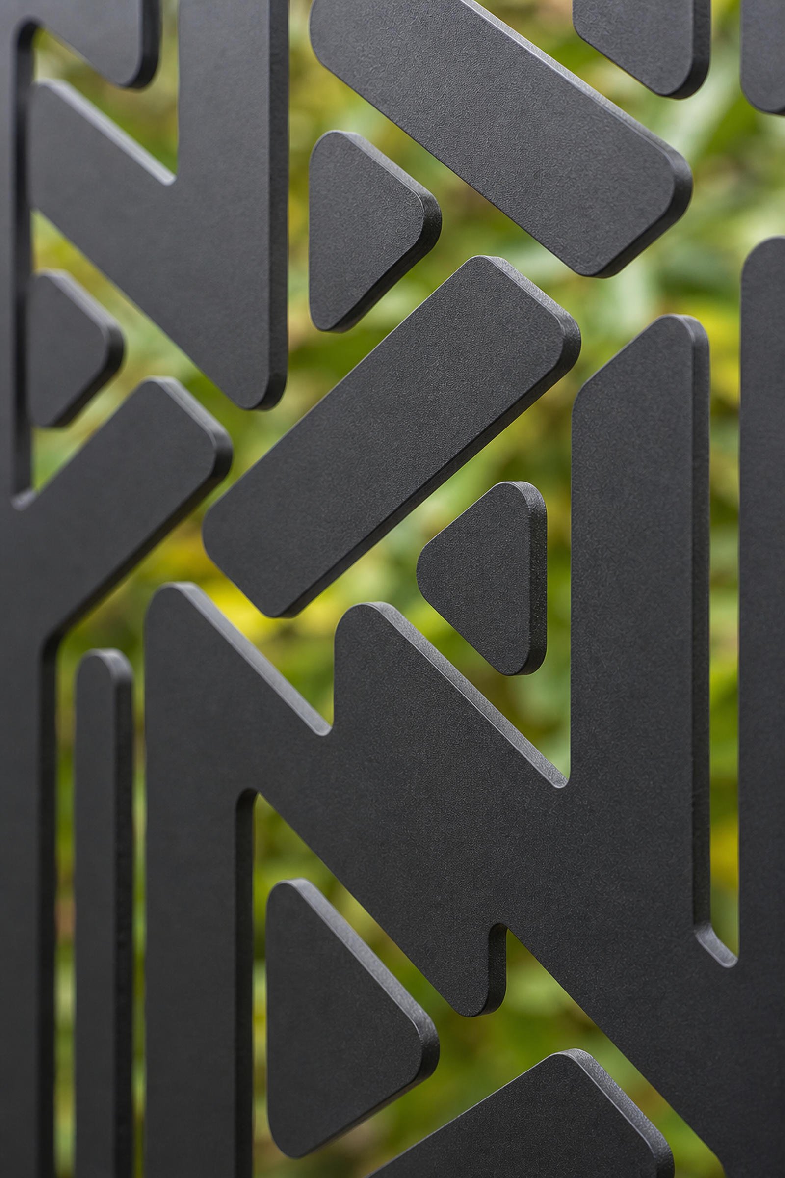 Design 062 Broken Geometric Laser Cut Metal Privacy Screen Panel close-up detail view