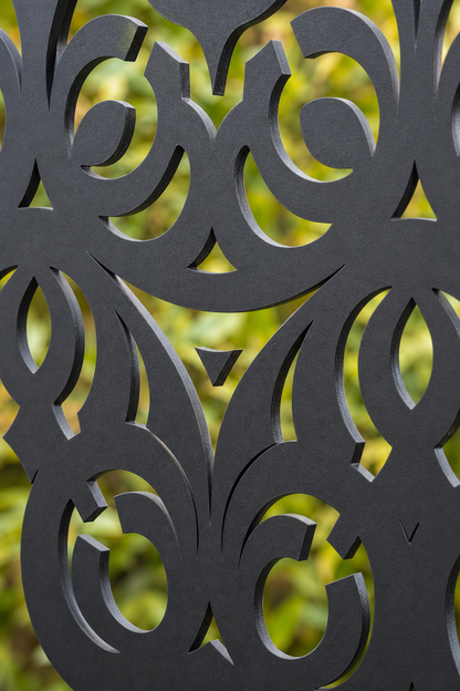 Design 064 Circle Floral Grid Laser Cut Metal Privacy Screen Panel close-up detail view