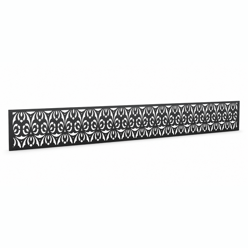Mosaic Medallion Lace laser cut metal fence topper insert perspective view, Design 064