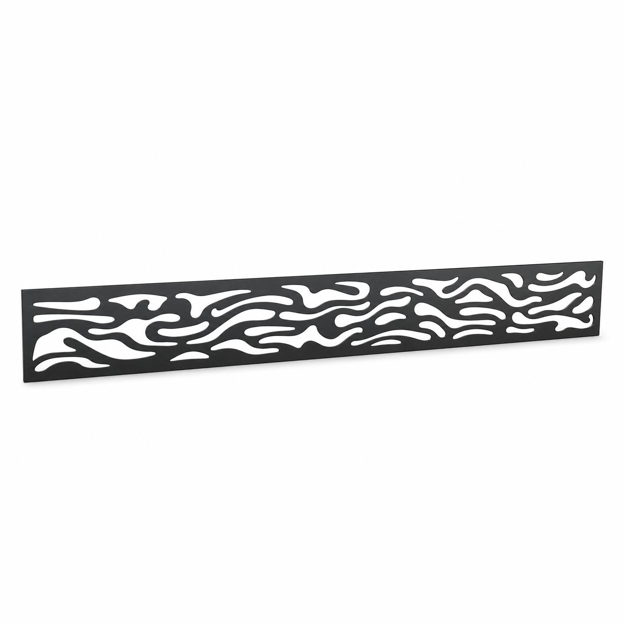 Abstract Flame Wave laser cut metal fence topper insert perspective view, Design 065