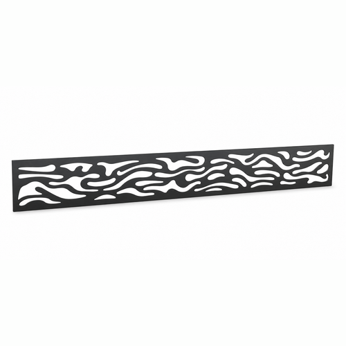 Abstract Flame Wave laser cut metal fence topper insert perspective view, Design 065