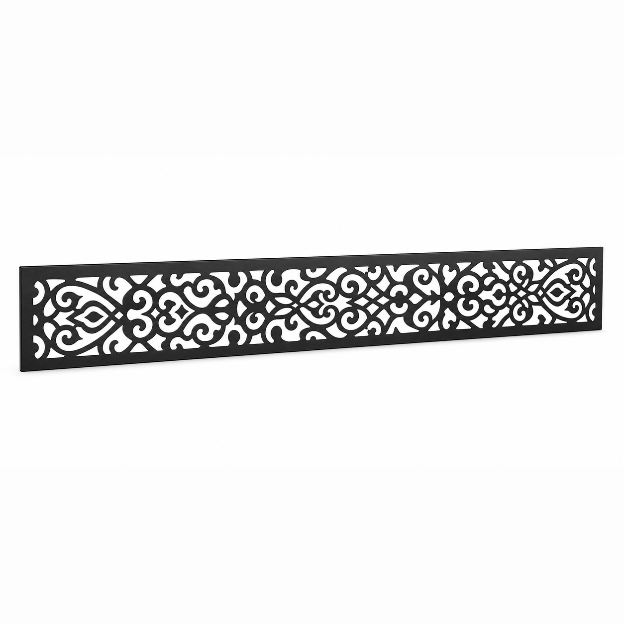 Tiny Scroll Lace laser cut metal fence topper insert perspective view, Design 091