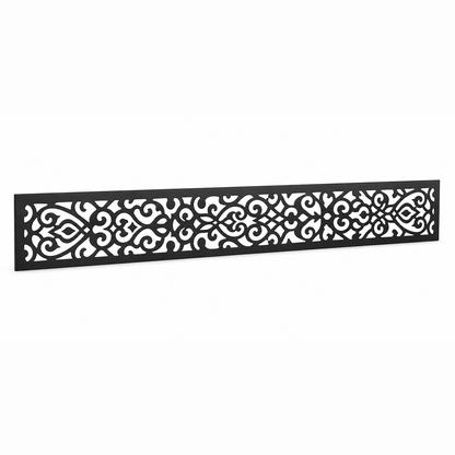Tiny Scroll Lace laser cut metal fence topper insert perspective view, Design 091