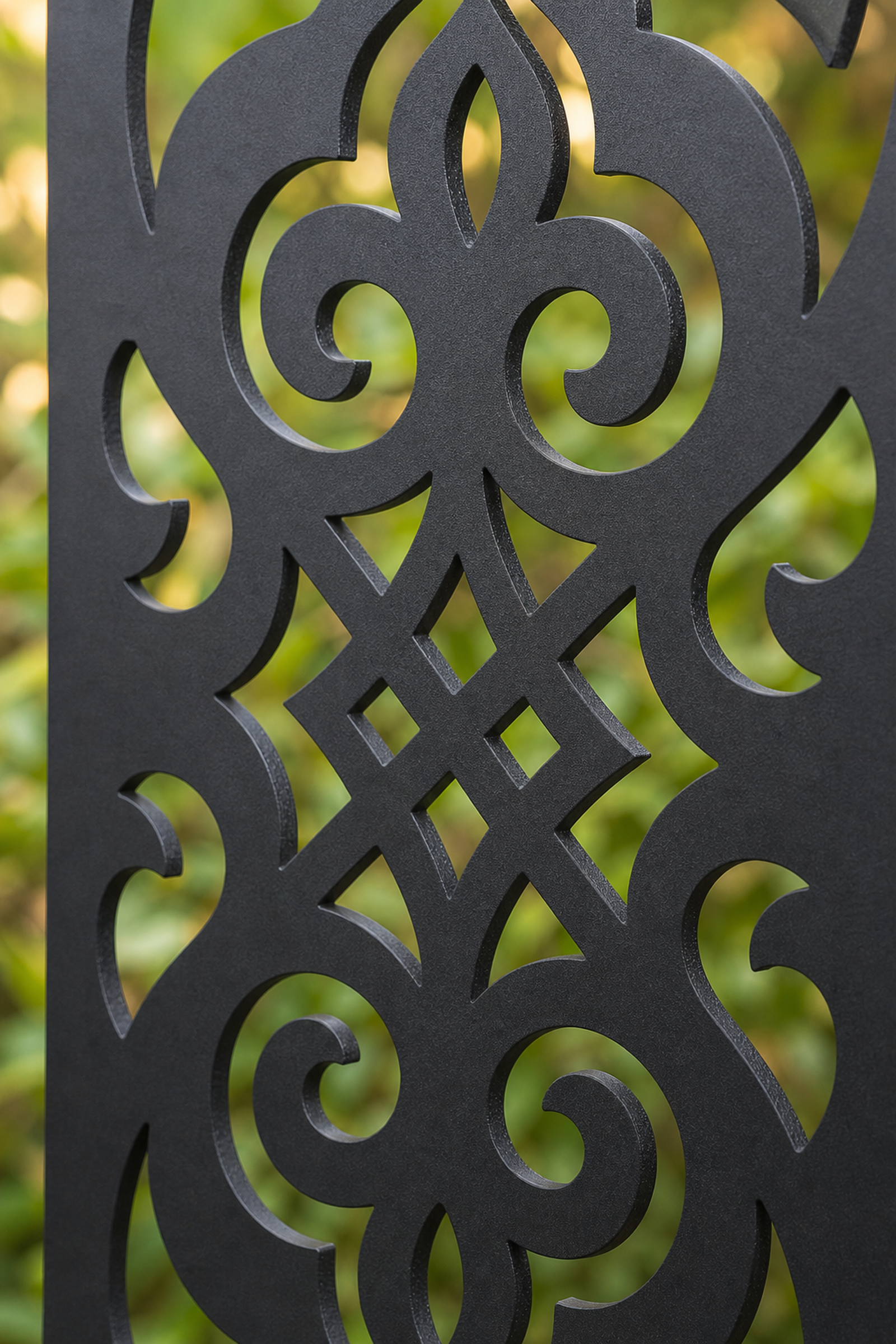 Design 091 Tiny Scroll Lace Laser Cut Metal Privacy Screen Panel close-up detail view