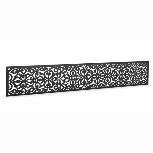 Slim Filigree Vine laser cut metal fence topper insert perspective view, Design 092
