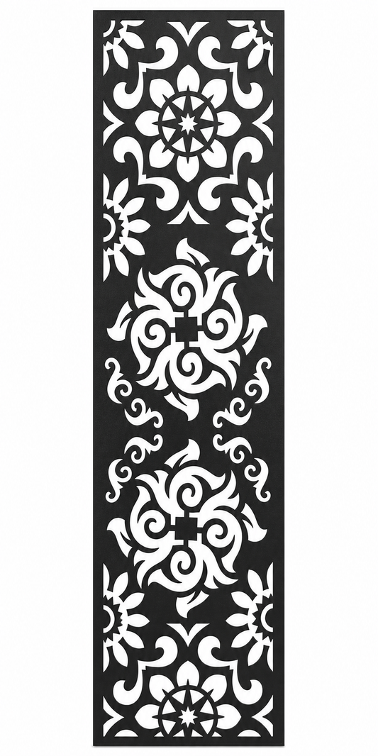 Design 093 Floral Medallion Damask Laser Cut Metal Privacy Screen Panel front main view