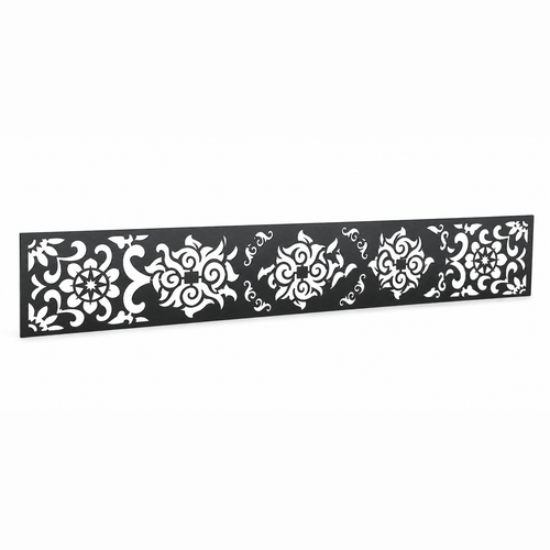 Flower Medallion Grid laser cut metal fence topper insert perspective view, Design 093