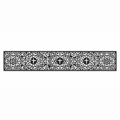 Medallion Cross Lace decorative metal fence topper front pattern for WPC composite fencing, Design 094
