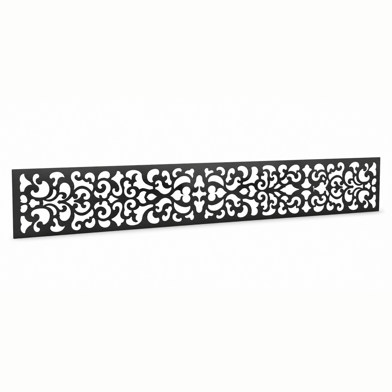Baroque Floral Lace laser cut metal fence topper insert perspective view, Design 095