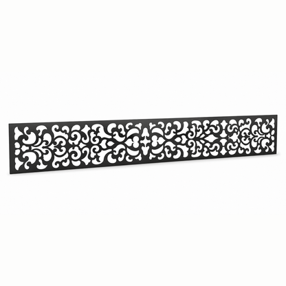 Baroque Floral Lace laser cut metal fence topper insert perspective view, Design 095