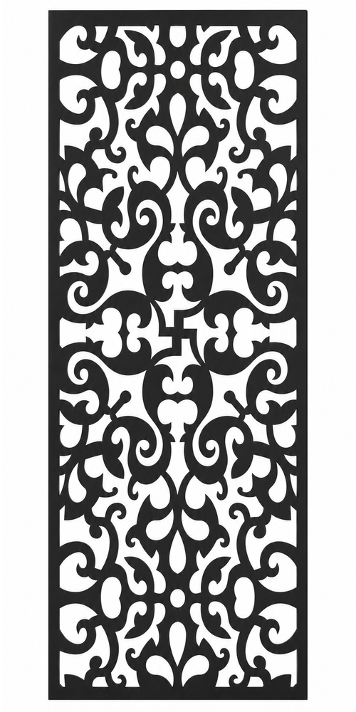 Design 095 Baroque Floral Lace Laser Cut Metal Privacy Screen Panel front main view