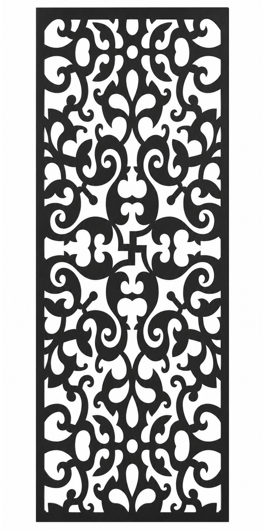 Design 095 Baroque Floral Lace Laser Cut Metal Privacy Screen Panel front main view